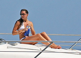 Prince William and girlfriend Kate Middleton relaxing  with friends on a boat in Ibiza.