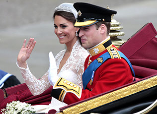 Prince William and Kate Middleton leave Westminster Abbey after their wedding ceremony. London, UK. 29 April 2011