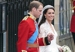 Prince William and Kate Middleton leave Westminster Abbey after their wedding ceremony. London, UK. 29 April 2011