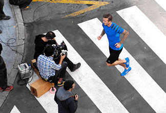 David Beckham filming an advert for Adidias